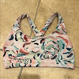 ATHLETA S A-C Ultimate Printed Sports Bra Elegance Floral Orchid EUC